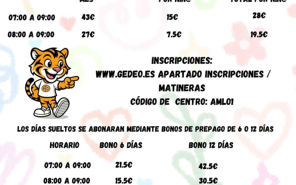 INSCRIPCIONES PARA LA MATINERA 2026/2027 EN EL CEIP W.A. MOZART