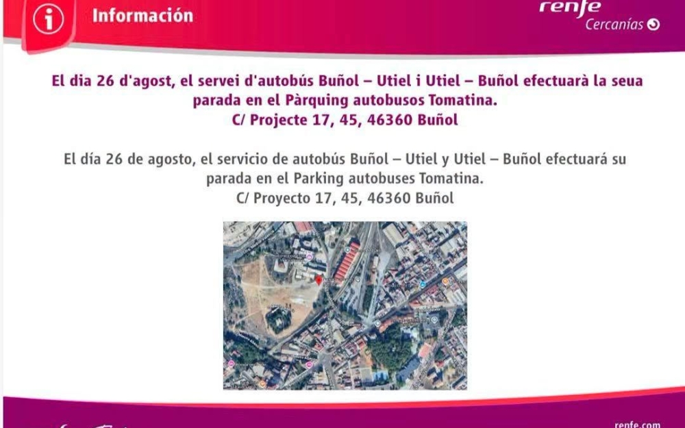 CAMBIO DE UBICACIÓN PARADA BUS EN BUÑOL