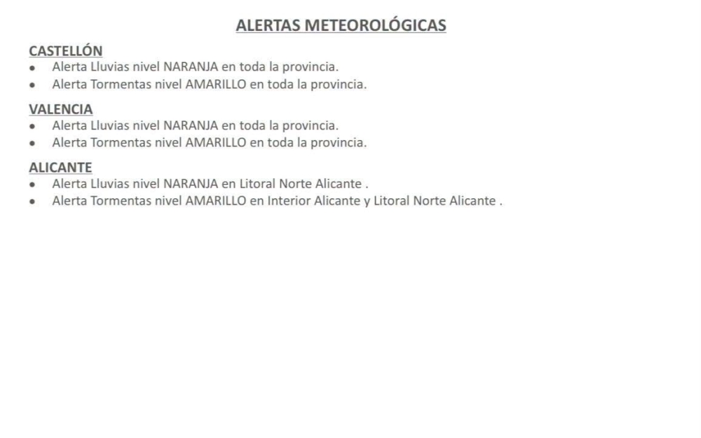 INFORMACIÓN SOBRE LAS DECISIONES ADOPTADAS ANTE LAS ALERTAS METEOROLÓGICAS